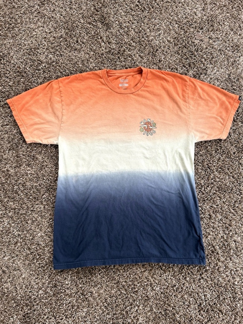 Vans Vintage Ombre Orange T-Shirt "Off The Wall" Since 1966 Hi On Peace‎ Large